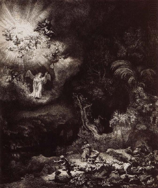 The Angel Appearing to the Shepherds, REMBRANDT Harmenszoon van Rijn